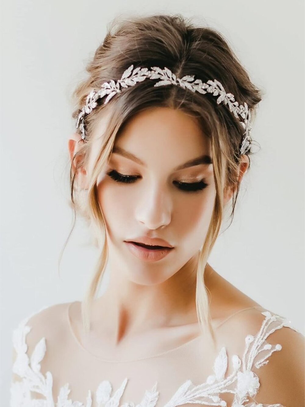 Leaf Wedding Headpieces for Bride Silver Bridal Headband Flower Girl Headpiece H - Picture 4 of 7